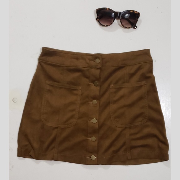 Altar'd State Brown Button up Skirt - Picture 1 of 3